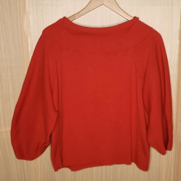 H&M Womens New Red Cowl Neck Cropped Large Sleeve Sweater XL - Picture 1 of 8